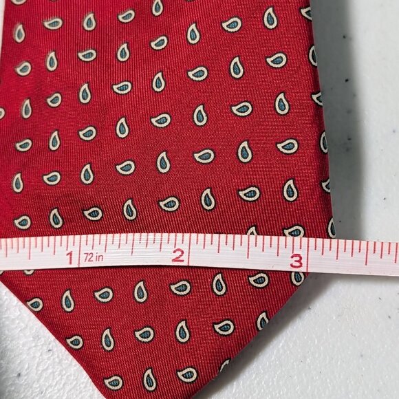 Summit Hill Red Paisley 100% Silk Made In Italy Necktie - Picture 5 of 8